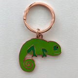 green chameleon keyring