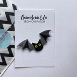 bat patch, bat iron on patch, bat embroidered patch, bat embroidery patch, bat accessory, halloween patch