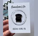 Black Pug Dog Enamel Pin Badge