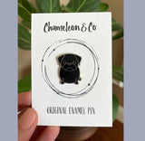 Black Pug Dog Enamel Pin Badge