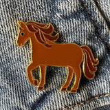 brown horse pin badge