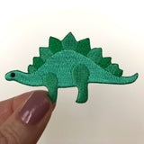 dinosaur iron on patch, dinosaur patch,  dinosaur embroidered patch, stegosaurus patch, green patch