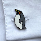 penguin cufflinks on white shirt groomsman gift