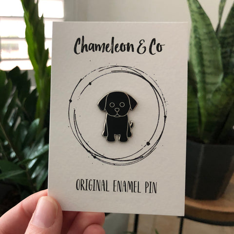 Black Labrador Puppy Enamel Pin Badge