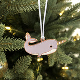 narwhal ornament, narwhal christmas ornament, narwhal tree ornament, narwhal enamel ornament