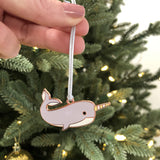 narwhal ornament, narwhal christmas ornament, narwhal tree ornament, narwhal enamel ornament