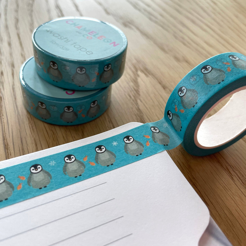 penguin washi tape, cute animal washi tape, christmas washi tape, penguin stationery