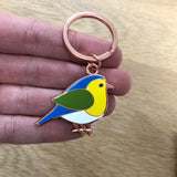 blue tit keyring, garden bird keyring, bird keychain, bird keyring, bird key ring, blue yellow and green bird, gardener gift, grandparent gift