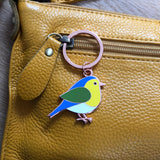 blue tit keyring, garden bird keyring, bird keychain, bird keyring, bird key ring, blue yellow and green bird, gardener gift, grandparent gift