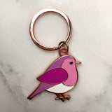 pink bird keyring, pink bird keychain, pink bird key ring, pink keyring, gift for mum, gift for grandma, gift for girl